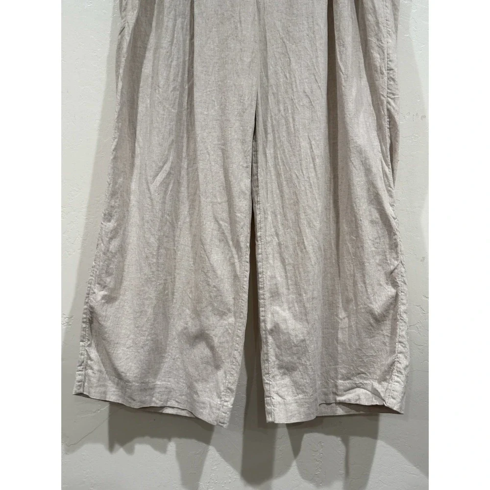 Banana Republic Linen Blend Wide Leg Pleated Pants Beige Oatmeal Mens Size 20